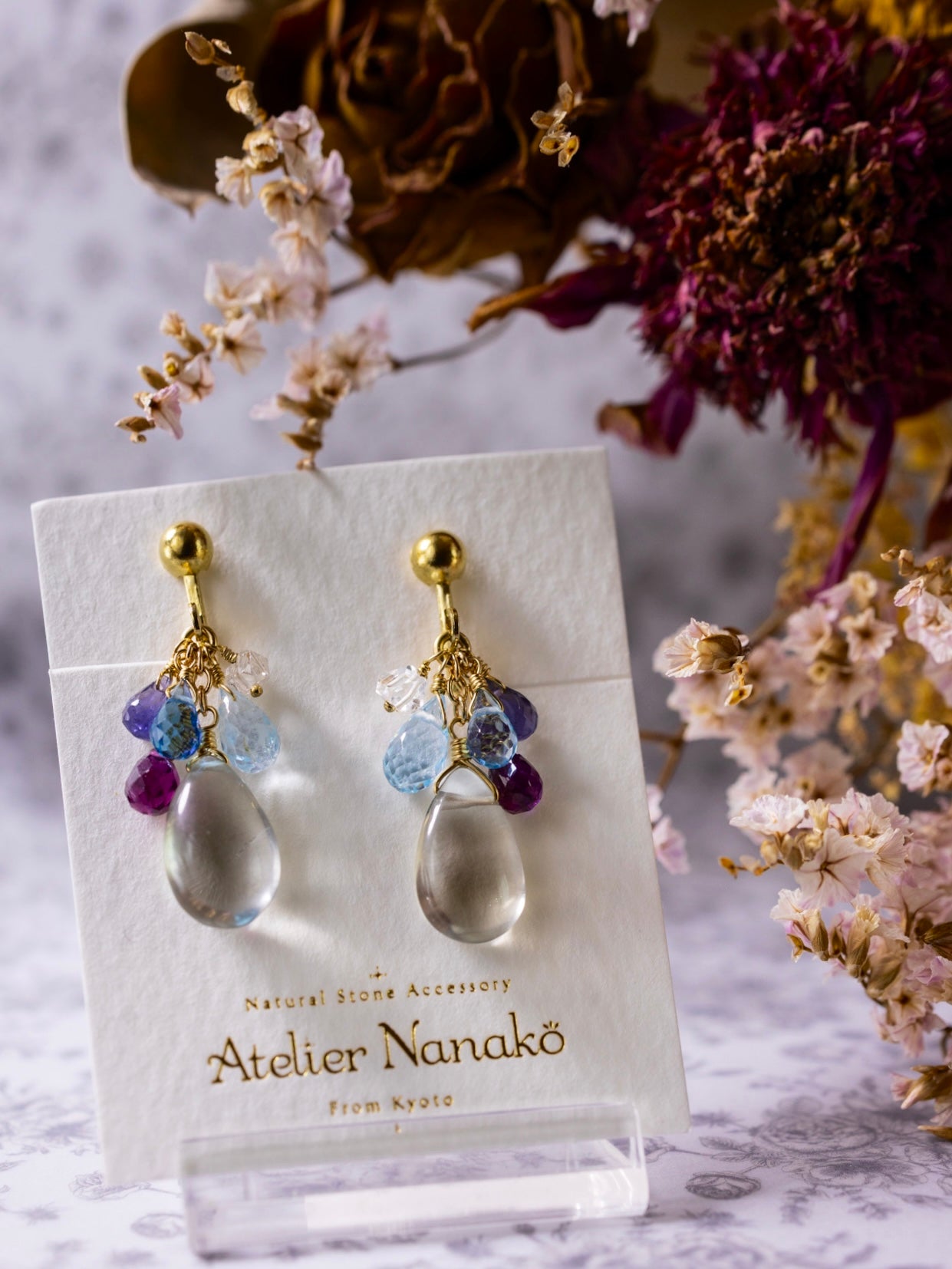 Green amethyst and blue stone earrings