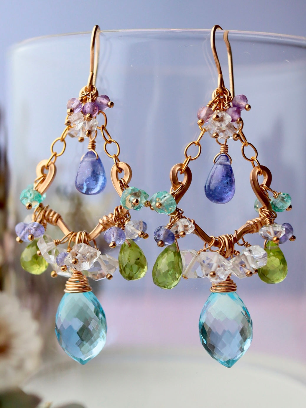 Sky Blue Topaz Chandelier Earrings