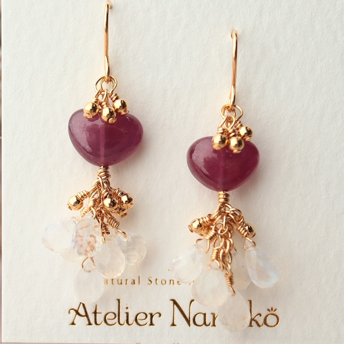 Heart pink sapphire earrings