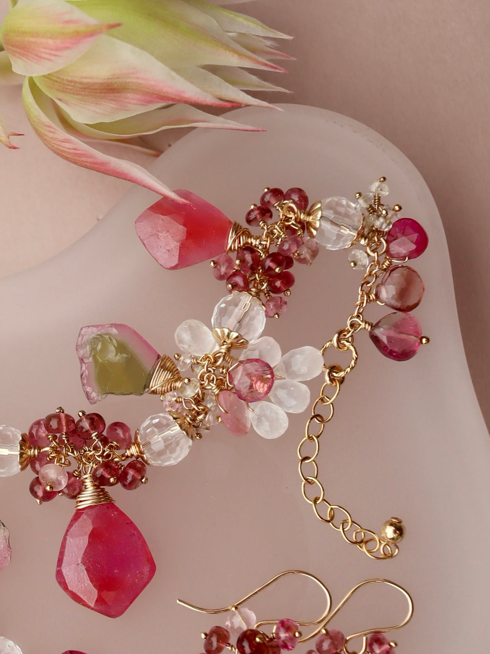 Watermelon Tourmaline and Pink Sapphire Bracelet