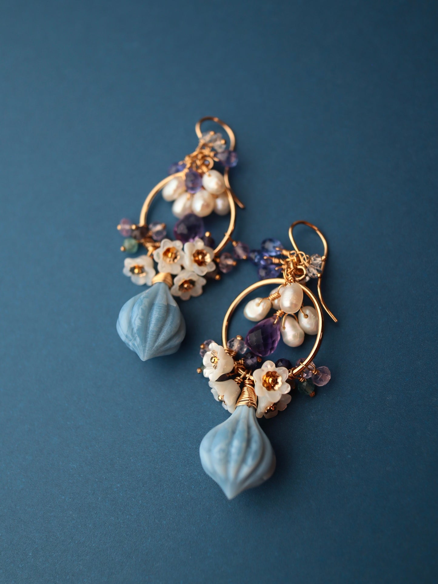 Blue Opal Chandelier Earrings