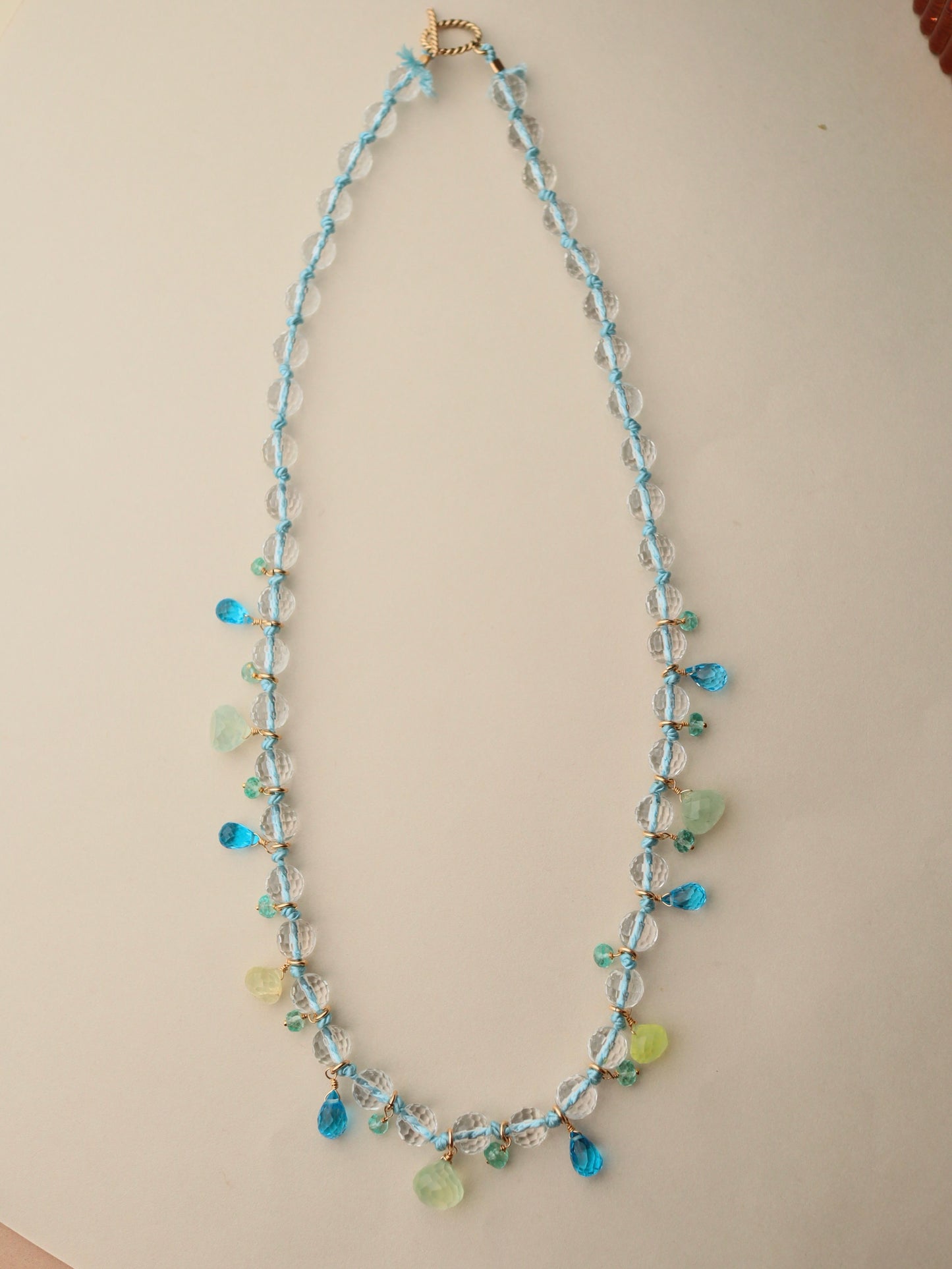 Swiss Blue Topaz and Prehnite necklace