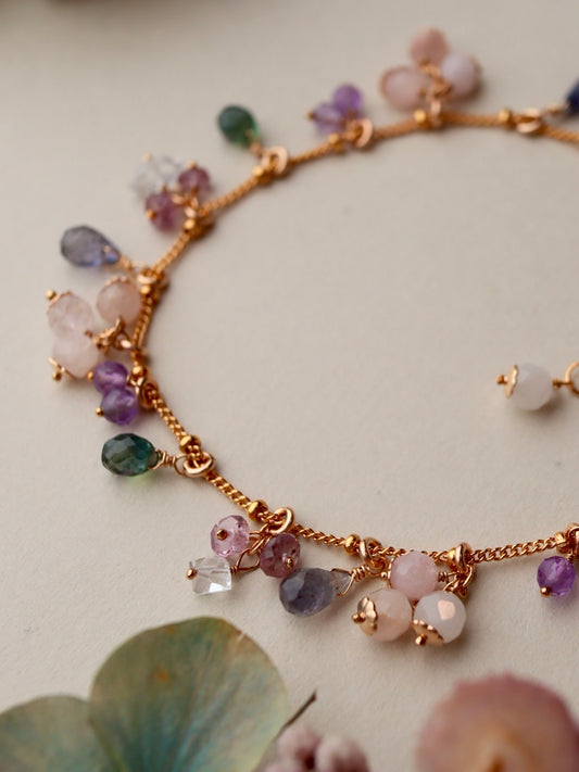Morganite and colorful stone bracelet