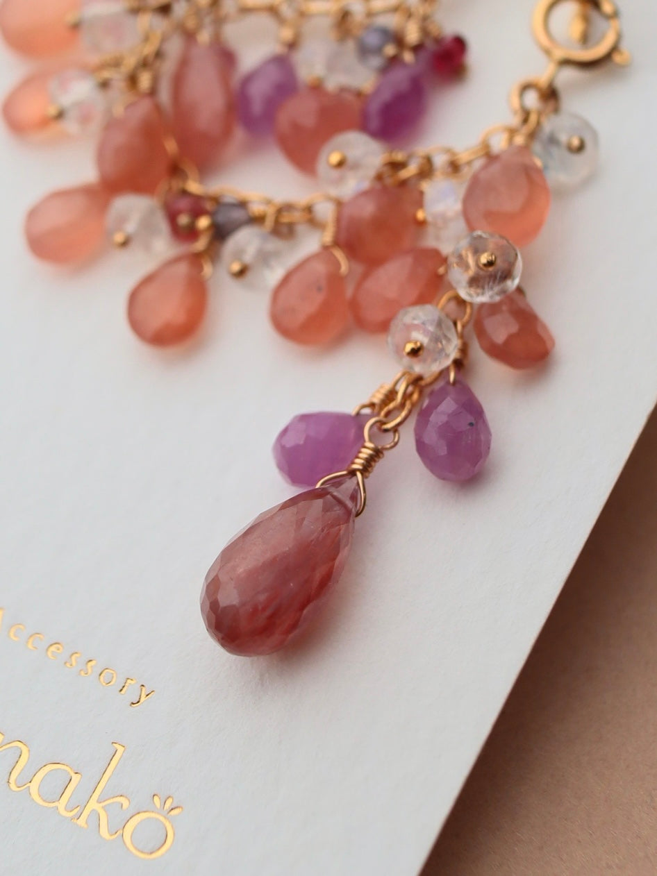Pink sapphire and Inca rose 3-way ear cuff