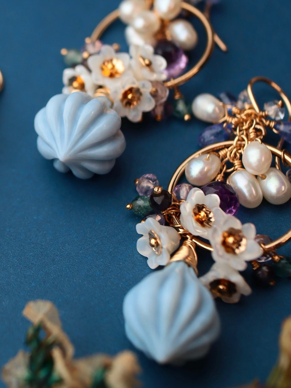 Blue Opal Chandelier Earrings