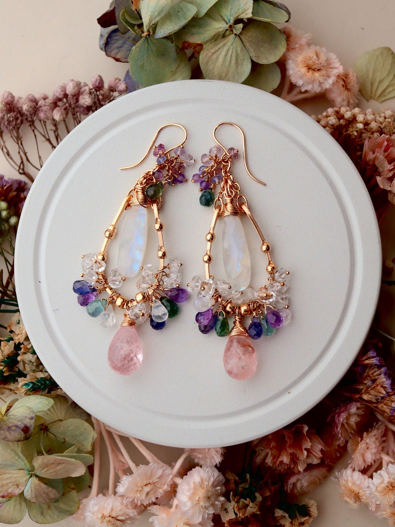 【Pre-order sale】Large morganite chandelier earrings