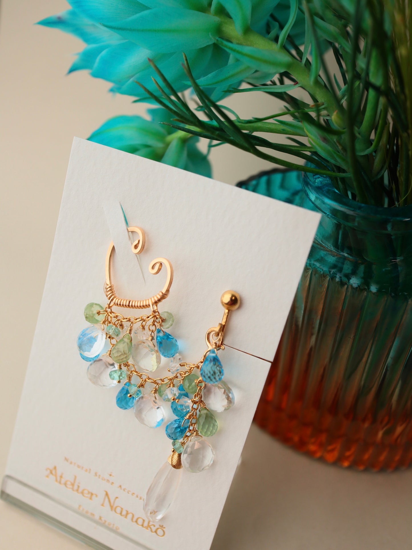 Swiss blue topaz 3-way ear cuff