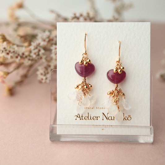 Heart pink sapphire earrings