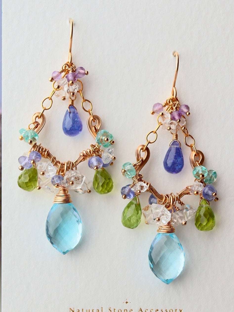 Sky Blue Topaz Chandelier Earrings