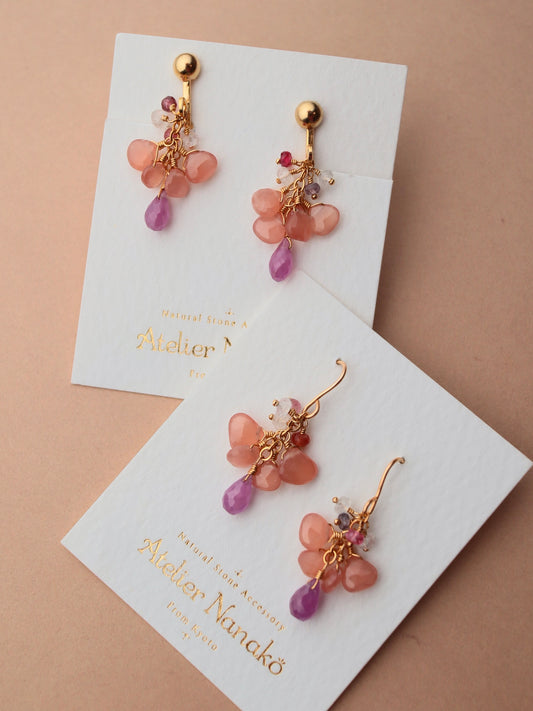 Pink sapphire and Inca rose earrings