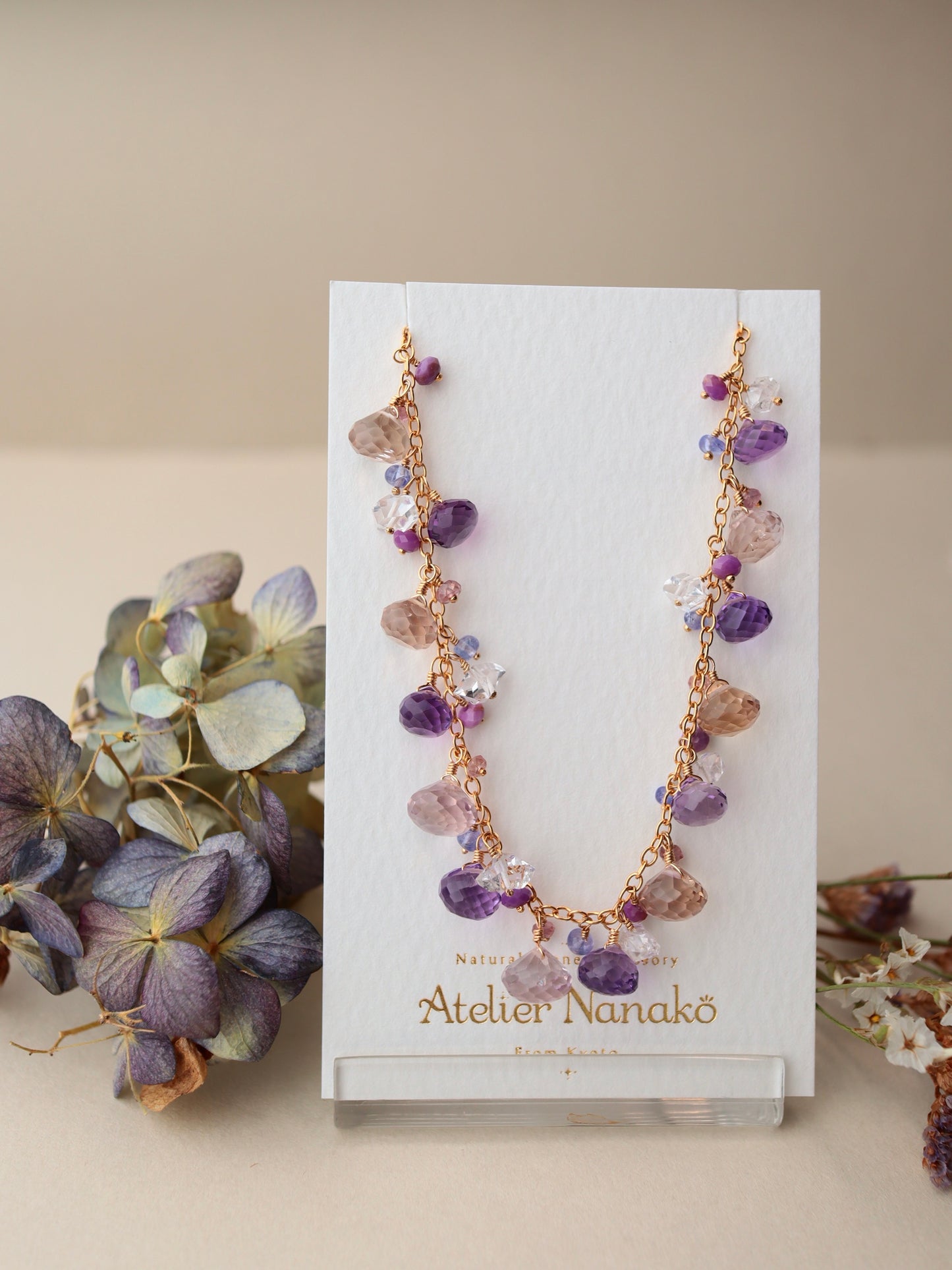 Onion cut ametrine and amethyst bracelet