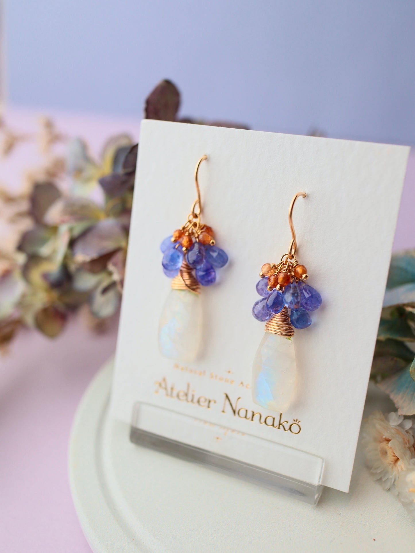Moonstone and Tanzanite Earrings