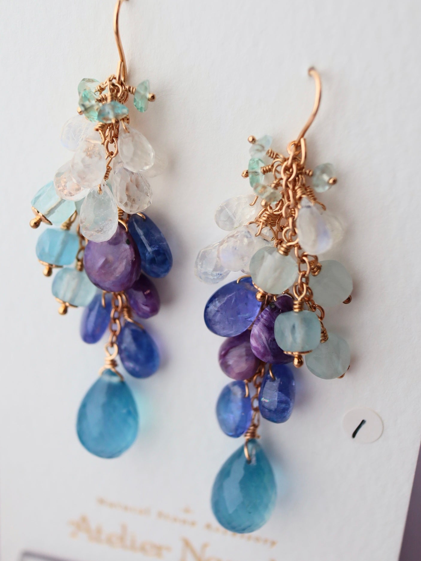 1. High quality aquamarine and blue stone earrings
