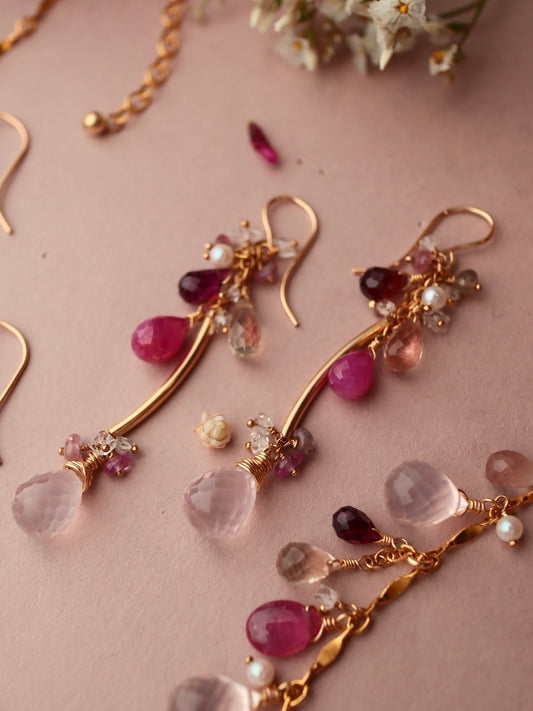 Strawberry colored long earrings