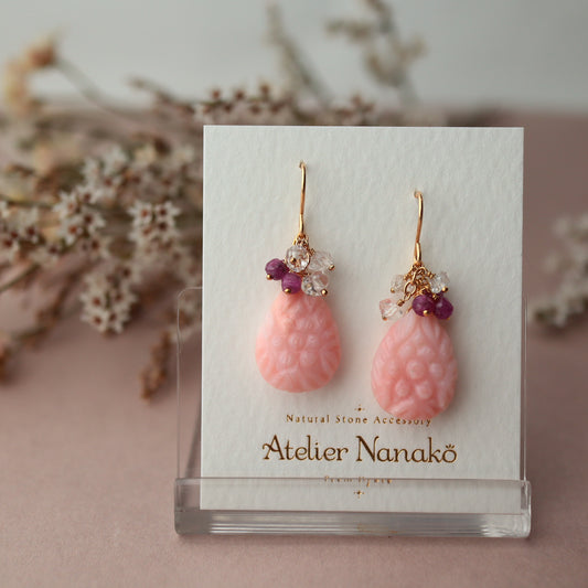 Pink opal earrings