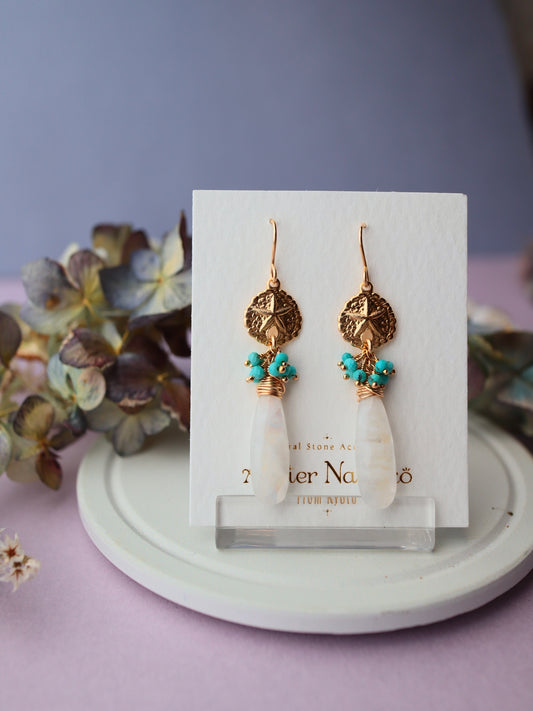 Moonstone and turquoise earrings