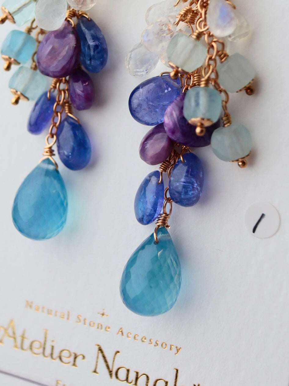 1. High quality aquamarine and blue stone earrings