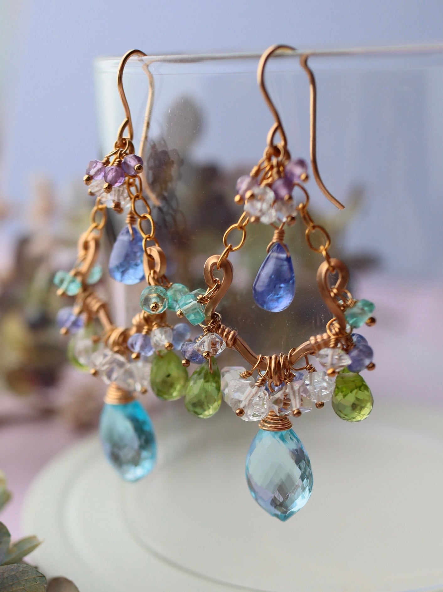 Sky Blue Topaz Chandelier Earrings