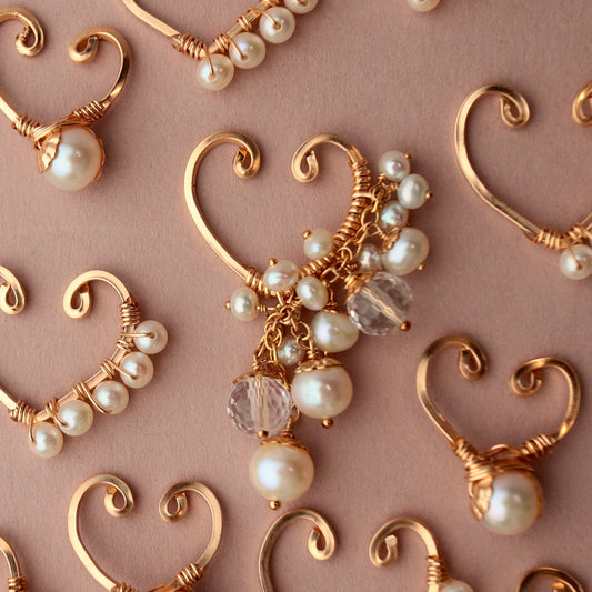 Pearl and crystal ear cuff