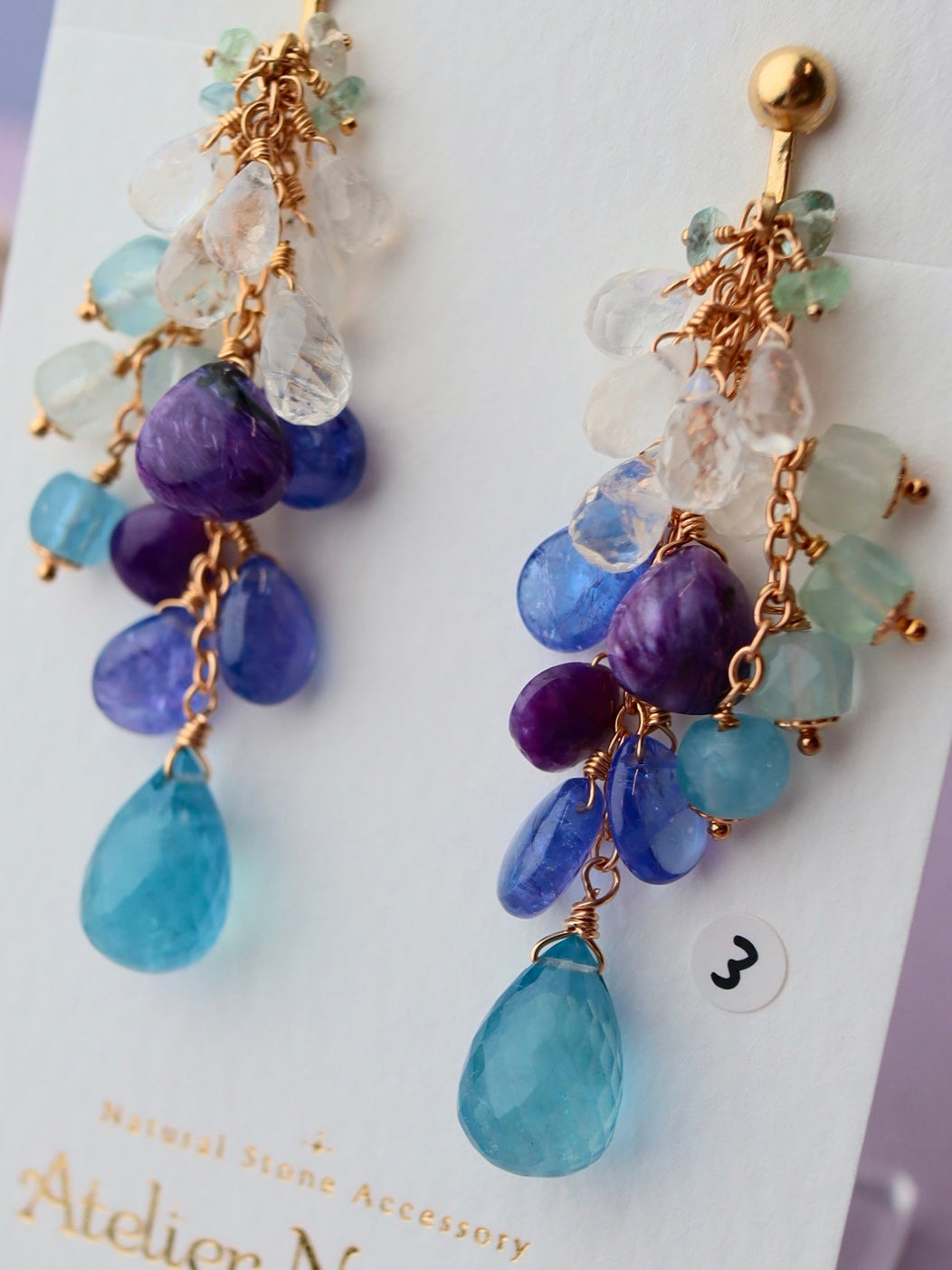 3. High quality aquamarine and blue stone earrings