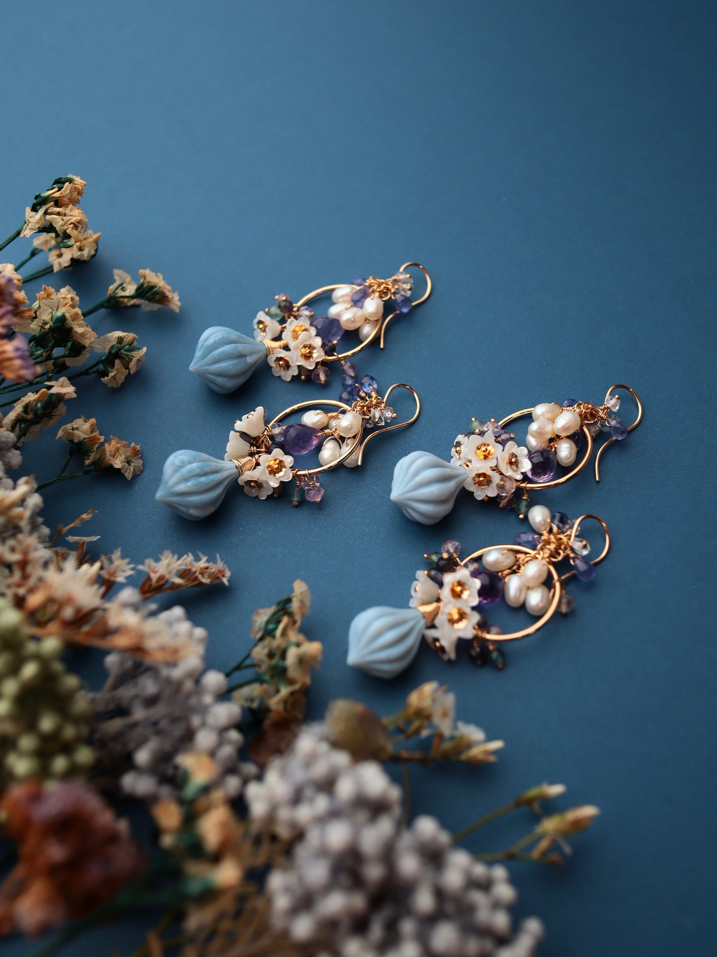 Blue Opal Chandelier Earrings