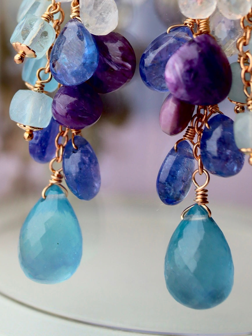 1. High quality aquamarine and blue stone earrings