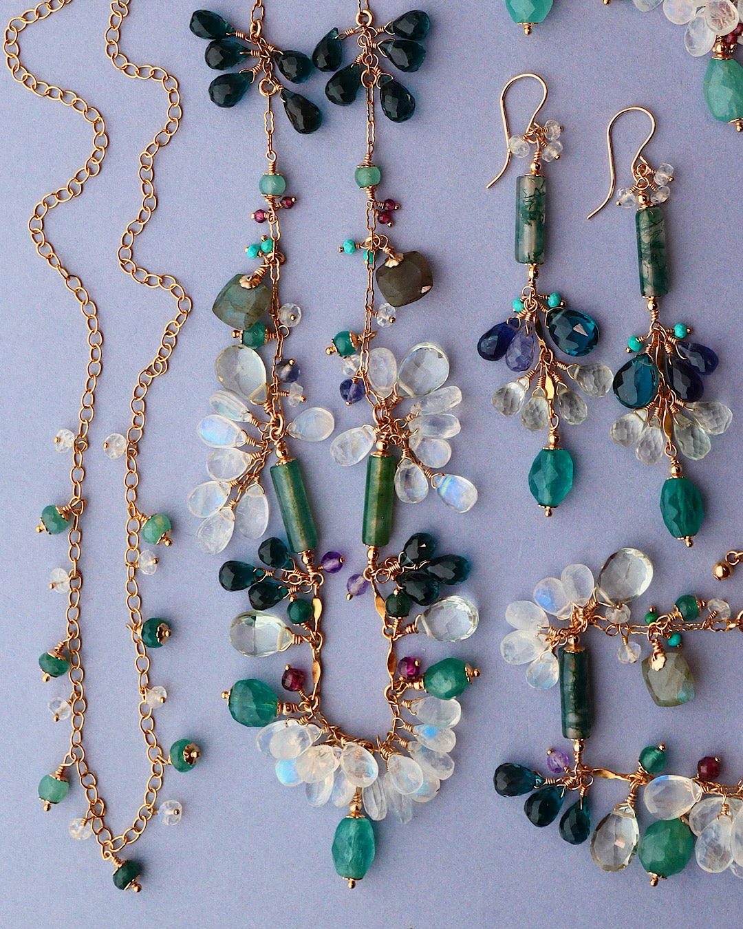 Grandidierite and London Blue Topaz Round Necklace