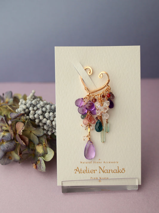 Amethyst and London Blue Topaz Long Ear Cuff