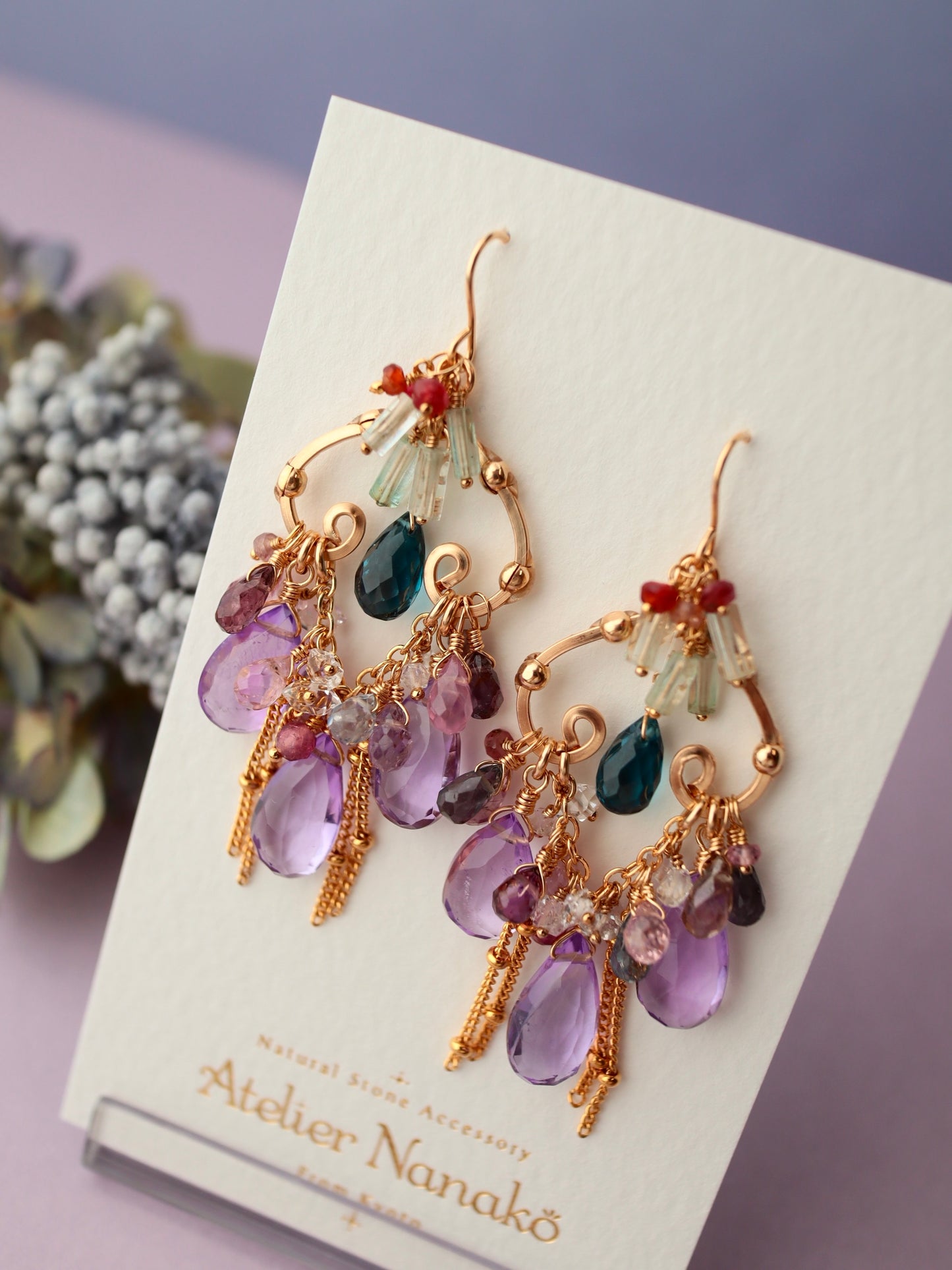 Amethyst and London Blue Topaz Chandelier Earrings