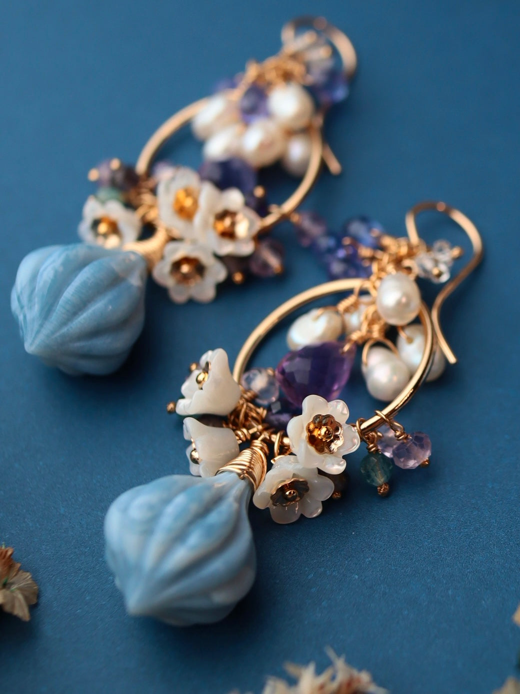Blue Opal Chandelier Earrings