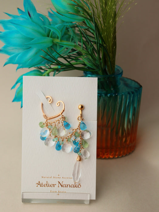 Swiss blue topaz 3-way ear cuff