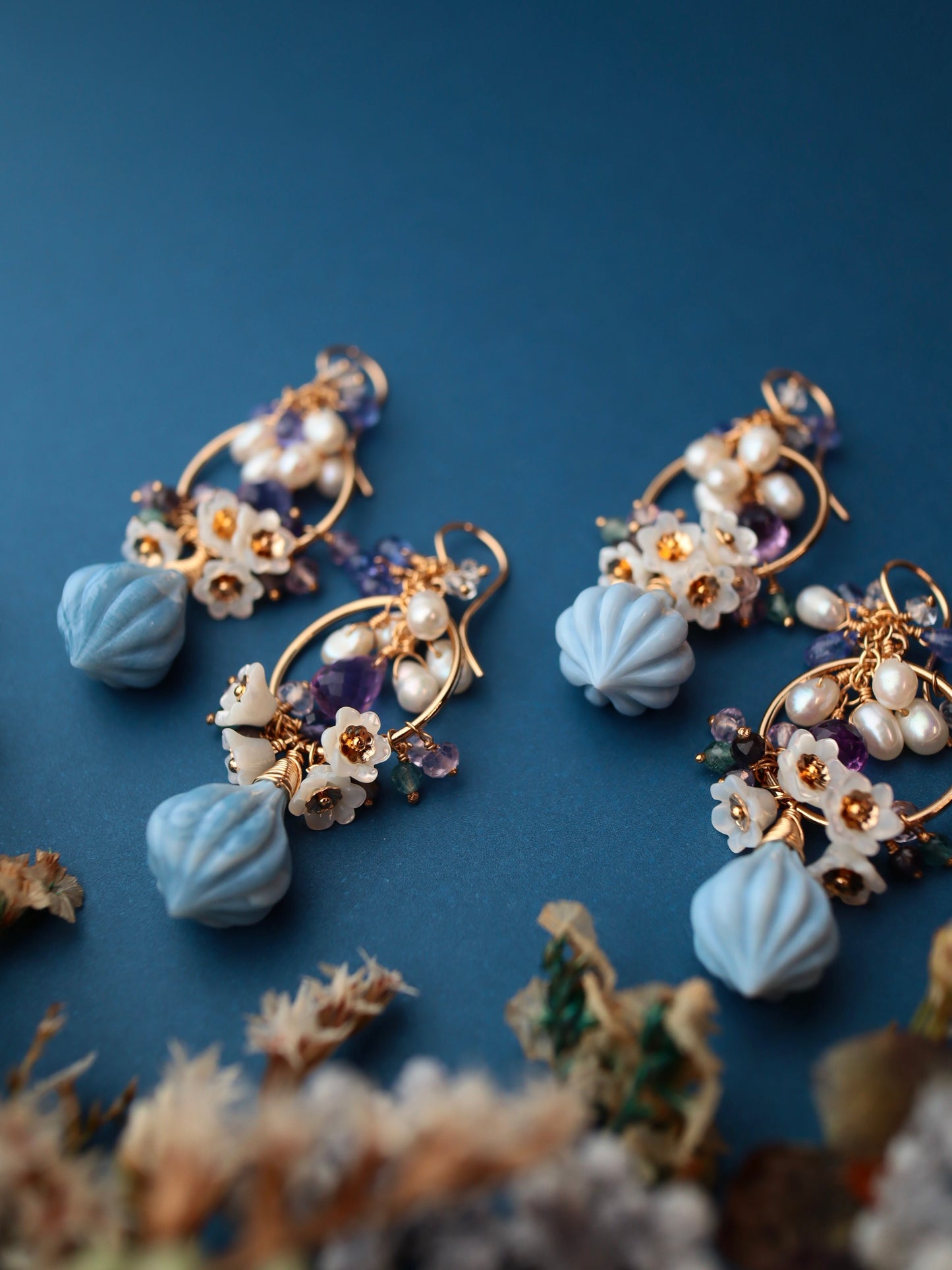 Blue Opal Chandelier Earrings