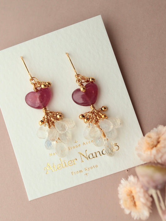 Pink sapphire heart earrings