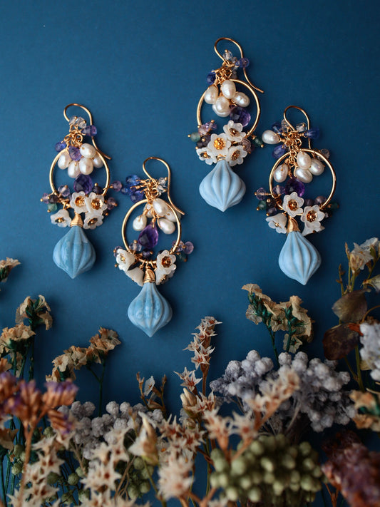 Blue Opal Chandelier Earrings