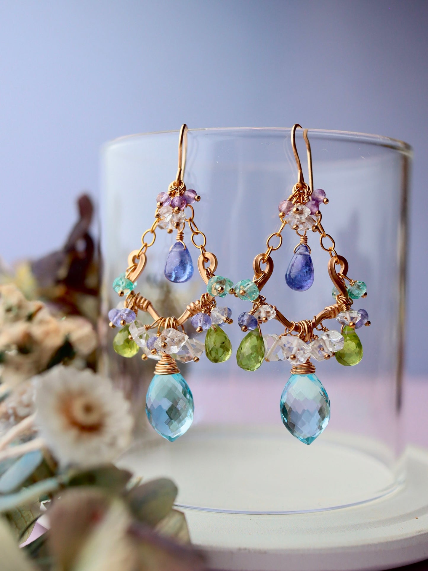 Sky Blue Topaz Chandelier Earrings