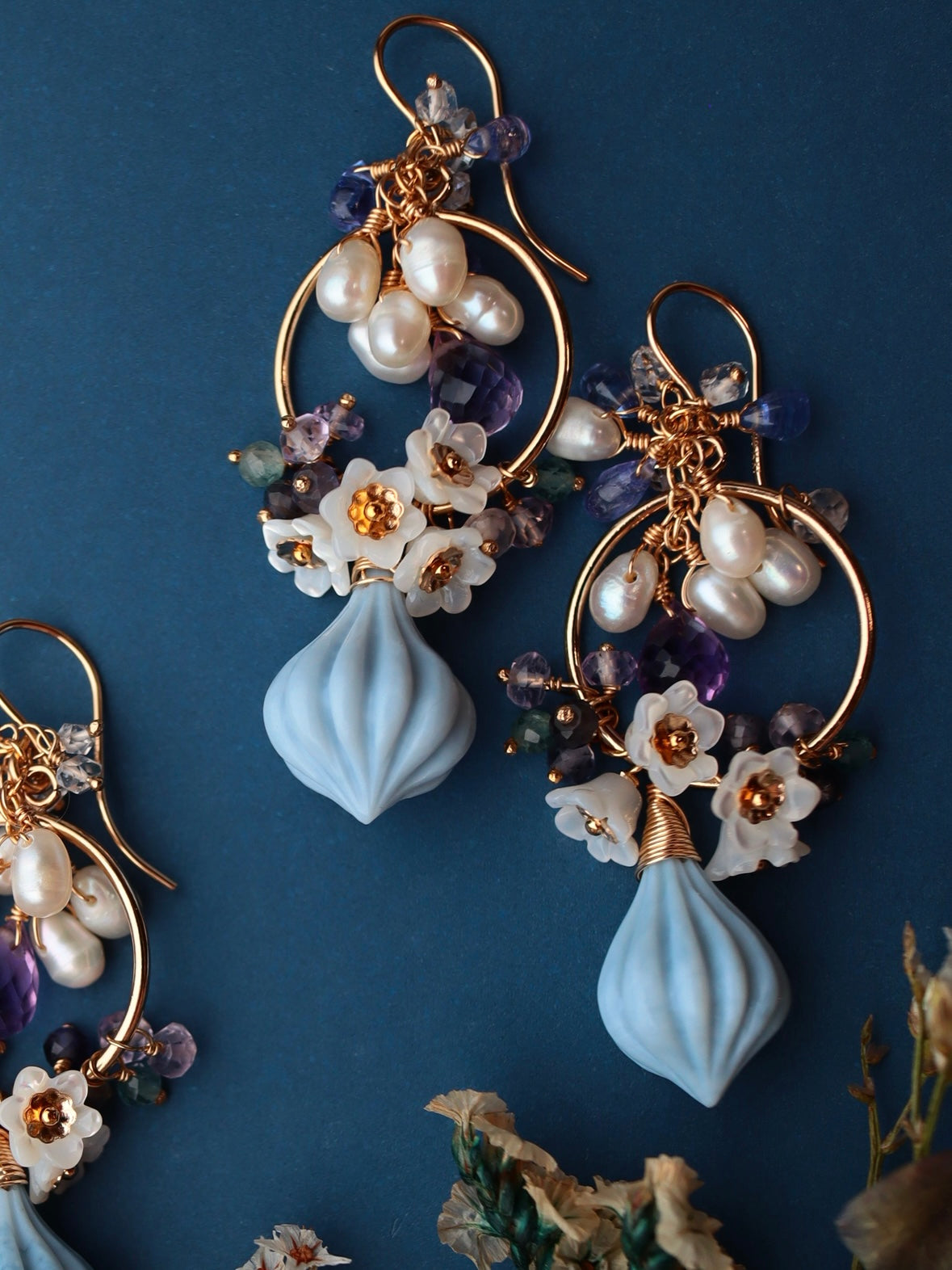 Blue Opal Chandelier Earrings