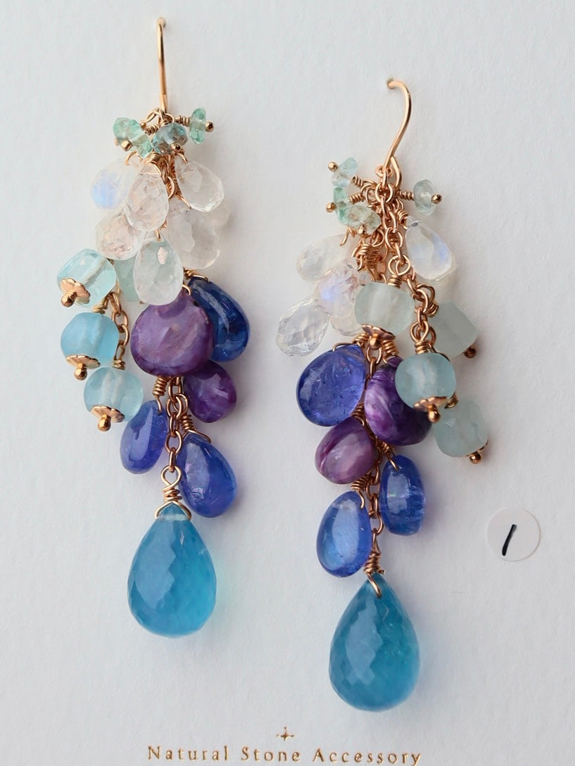 1. High quality aquamarine and blue stone earrings