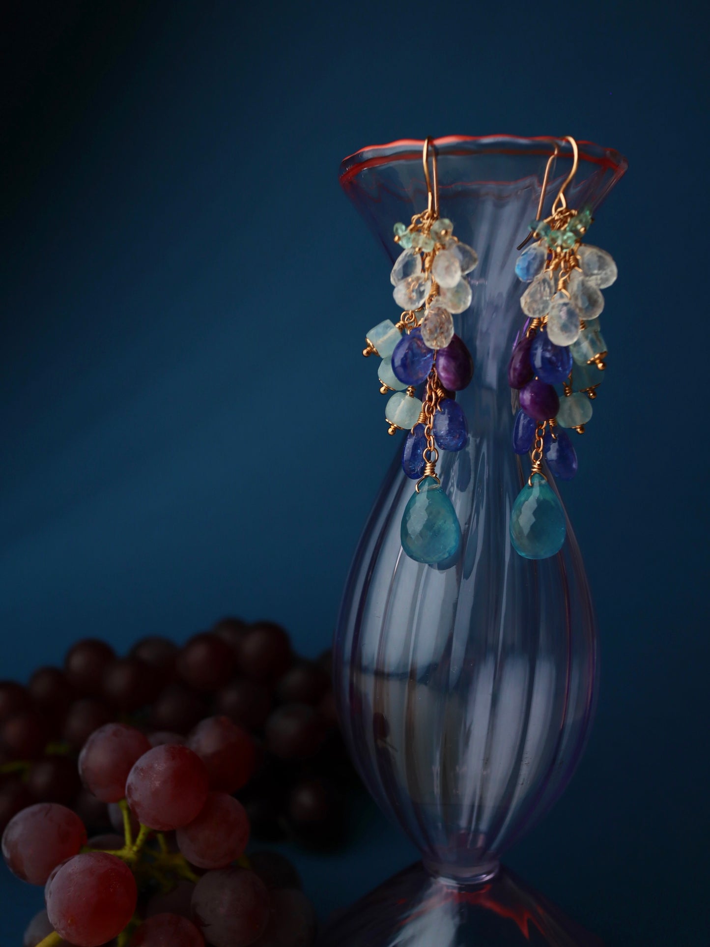 1. High quality aquamarine and blue stone earrings
