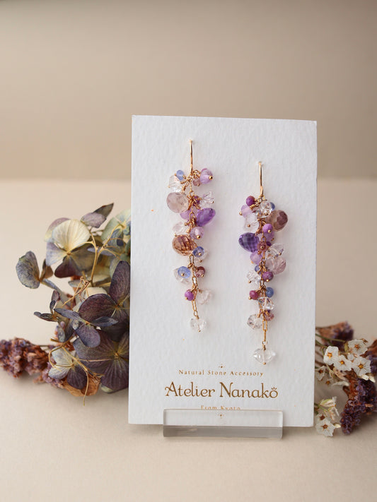 Onion cut ametrine and amethyst earrings
