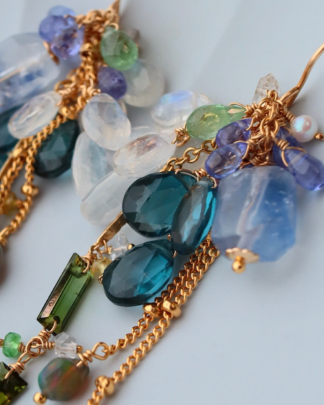 【Autumn Rain in Blue and Green】 Earrings ①