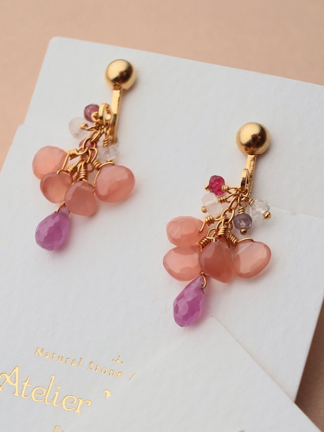 Pink sapphire and Inca rose earrings