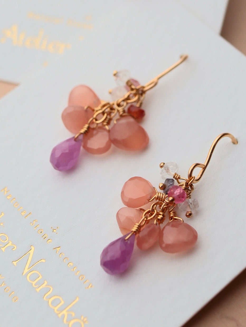 Pink sapphire and Inca rose earrings