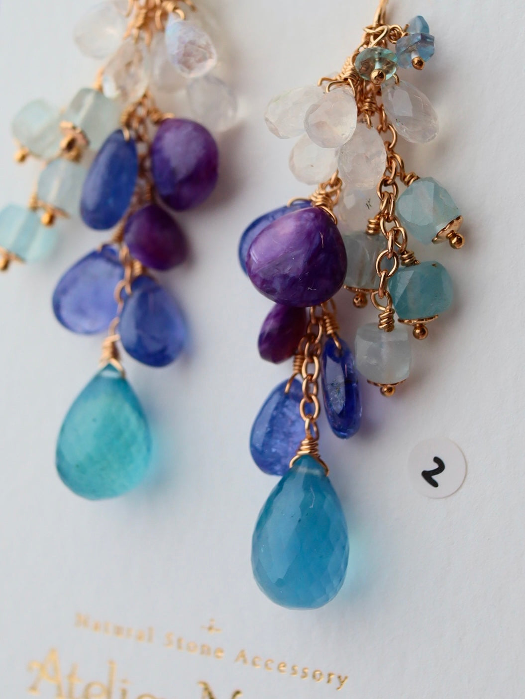 2. High quality aquamarine and blue stone earrings