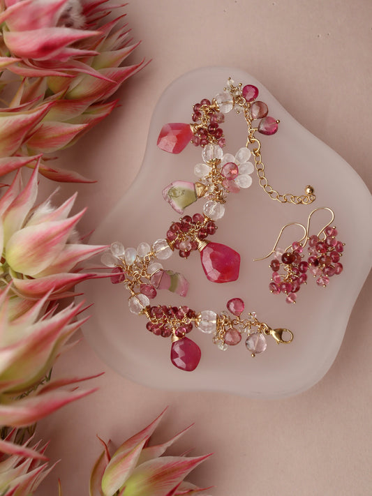 Watermelon Tourmaline and Pink Sapphire Bracelet