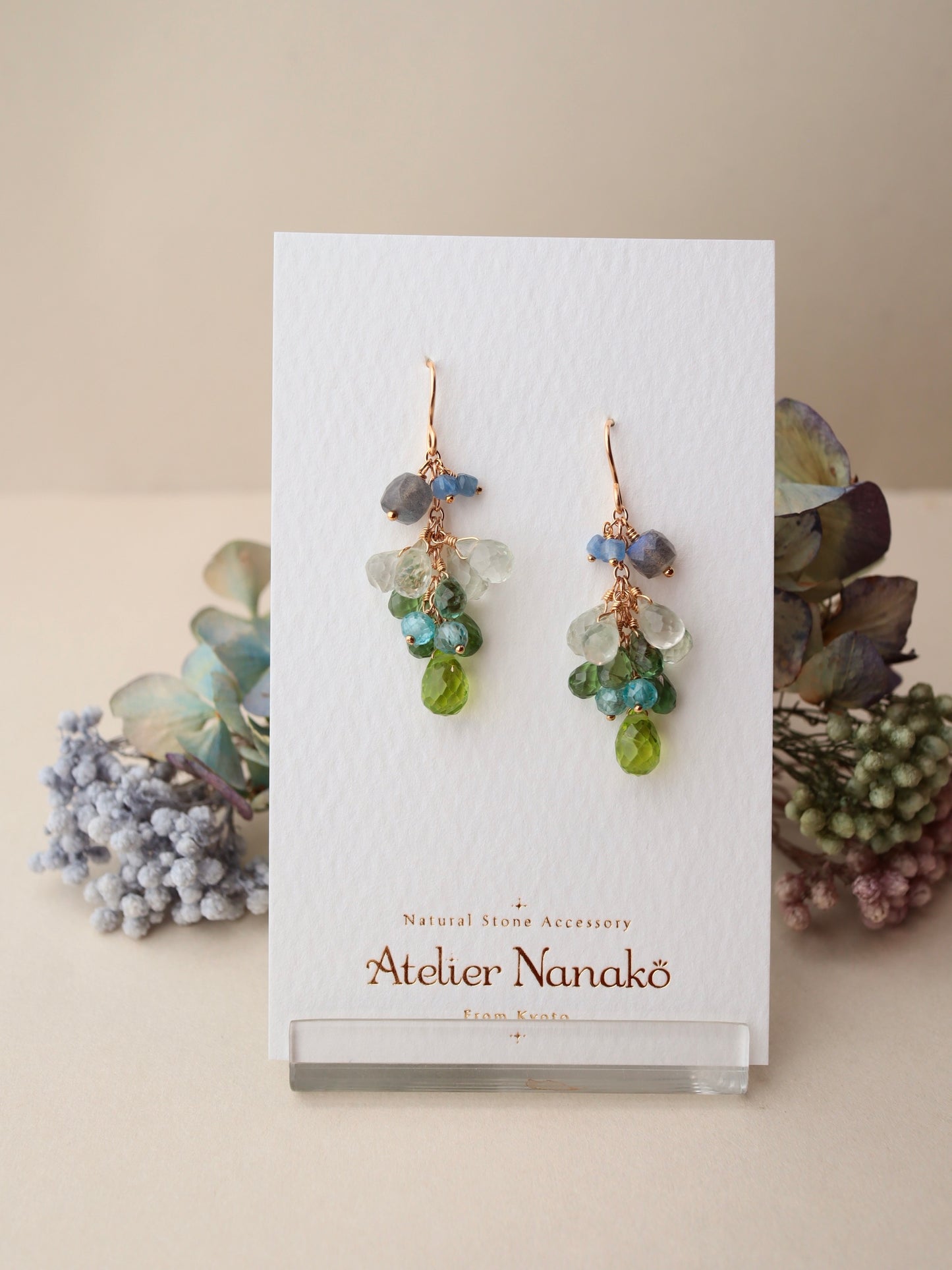 Green stone earrings