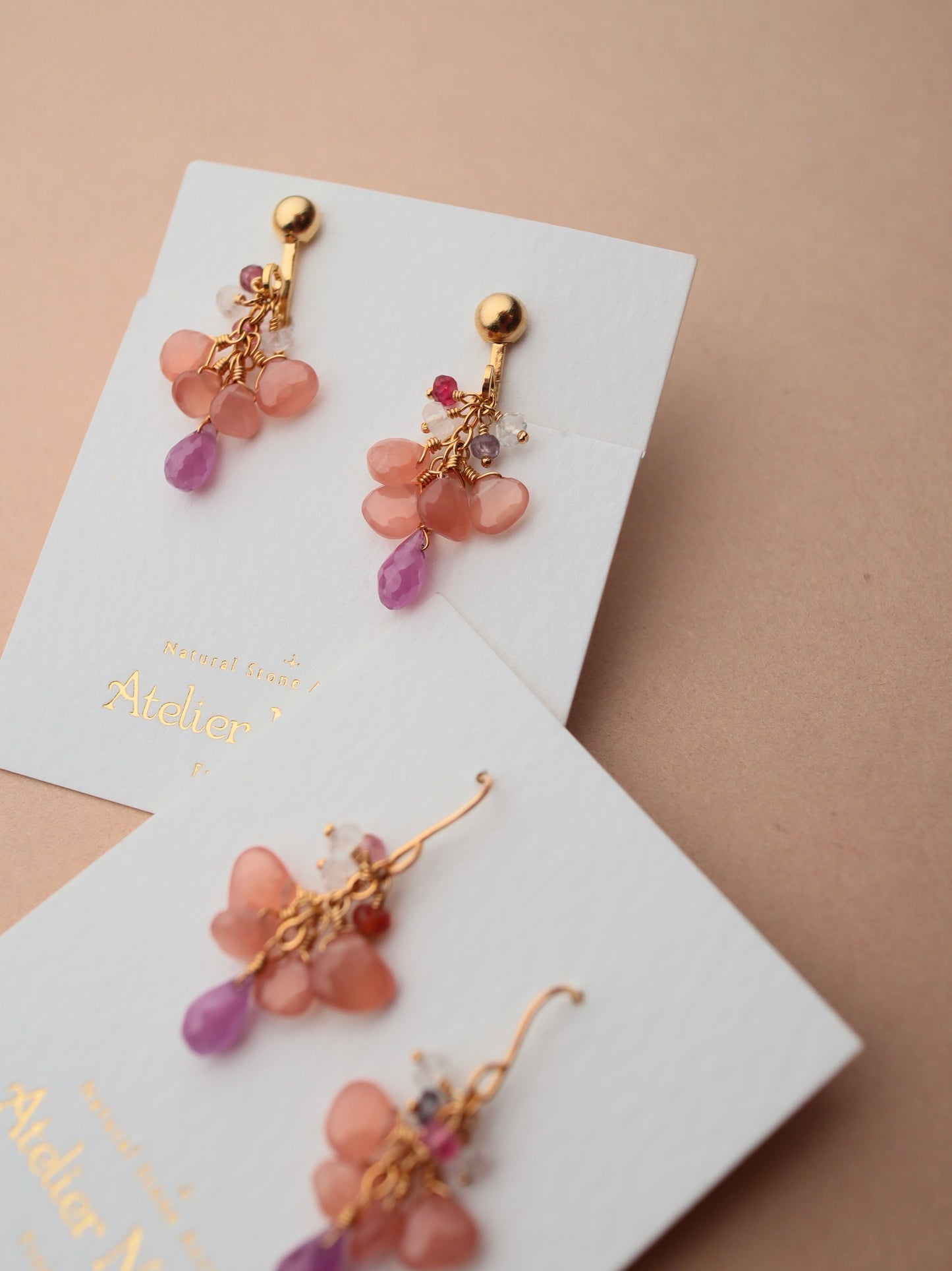 Pink sapphire and Inca rose earrings