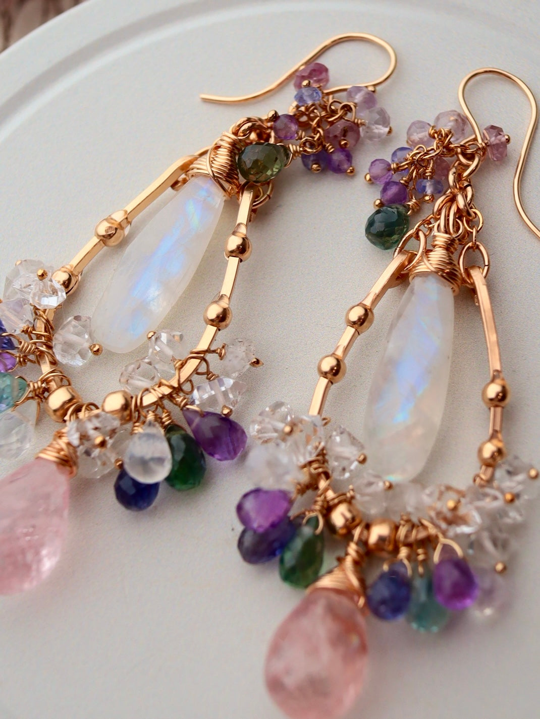 【Pre-order sale】Large morganite chandelier earrings