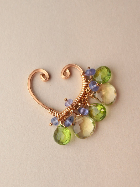 【Pre-order sale】Tanzanite and lemon quartz ear cuff