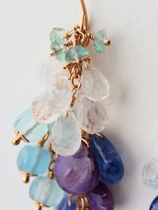 1. High quality aquamarine and blue stone earrings