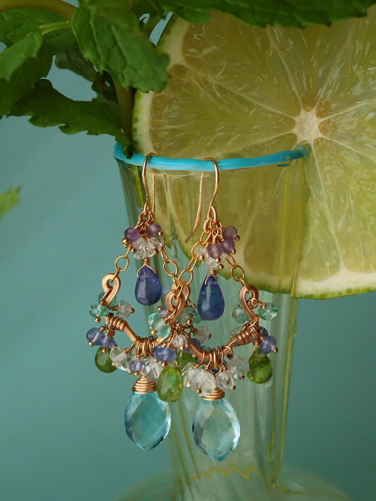 Sky Blue Topaz Chandelier Earrings